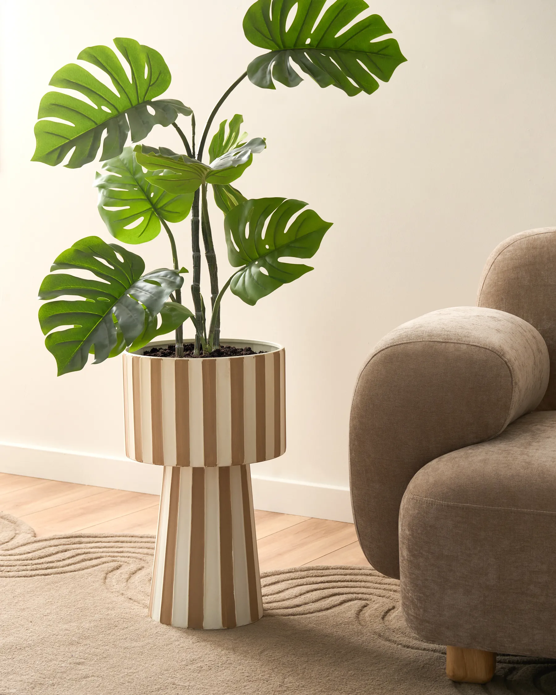 Plant Pot BANE 30 cm Metal White/ Beige_1065042