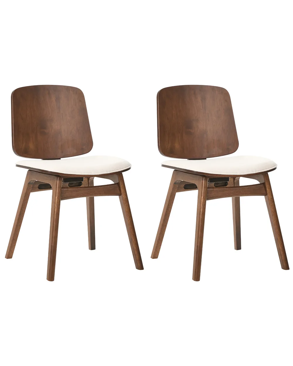 Esszimmerstuhl 2er Set CHARLESTON Holz Braun / Hellbeige