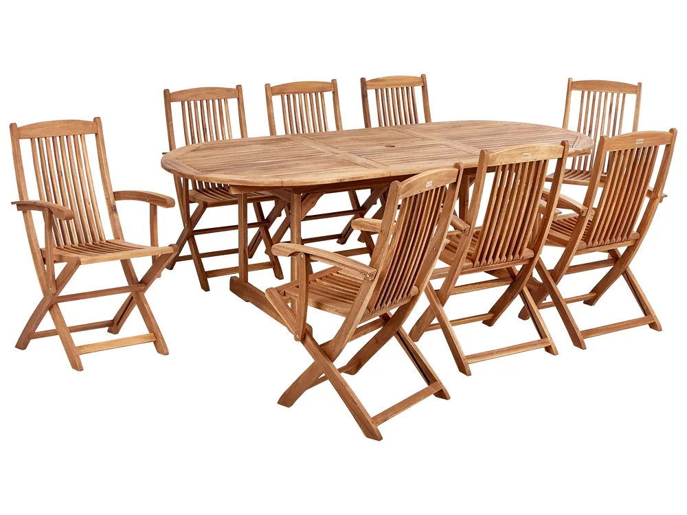 Gartenmöbel Set 8-Sitzer MAUI PREMIUM Akazienholz Hellbeige_990697