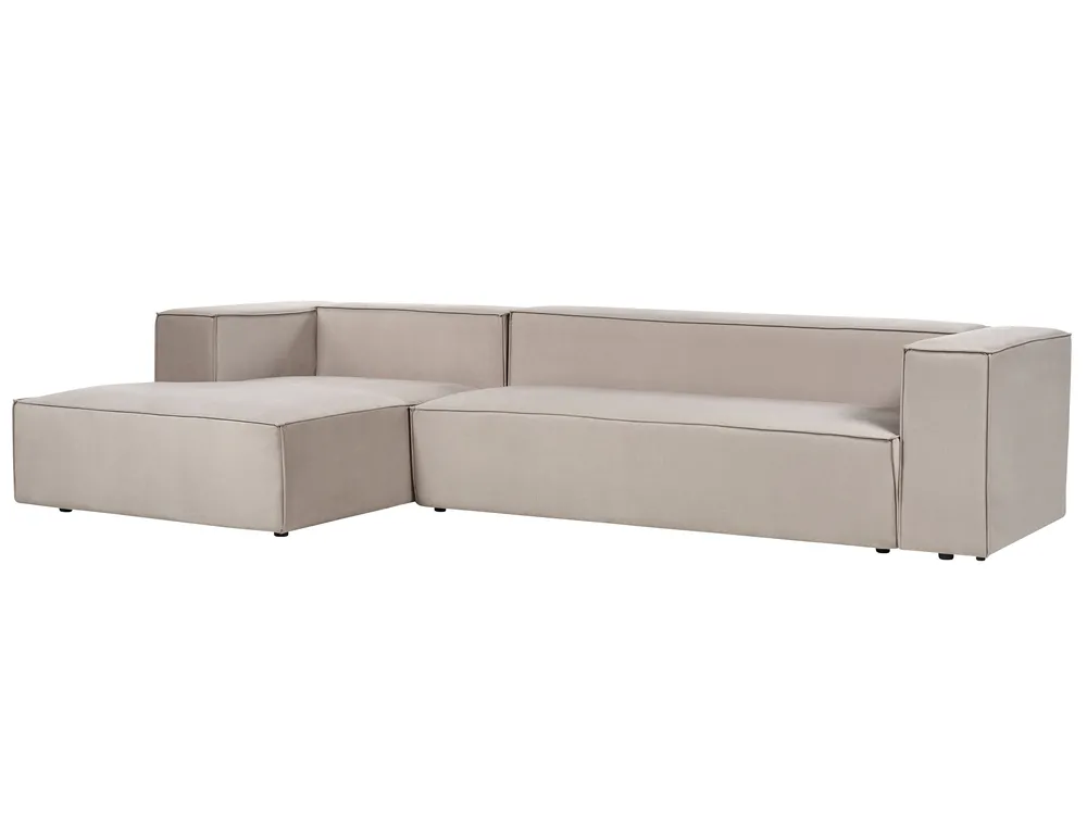 Ecksofa 3-Sitzer VERNON Samtstoff Beige rechtsseitig_887804