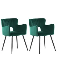 Set of 2 Dining Chairs SANILAC Velvet Emerald Green_847164