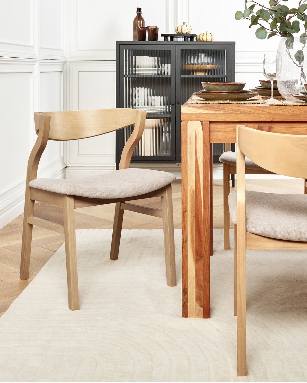 Esszimmerstuhl 2er Set MAROA Holz Beige
