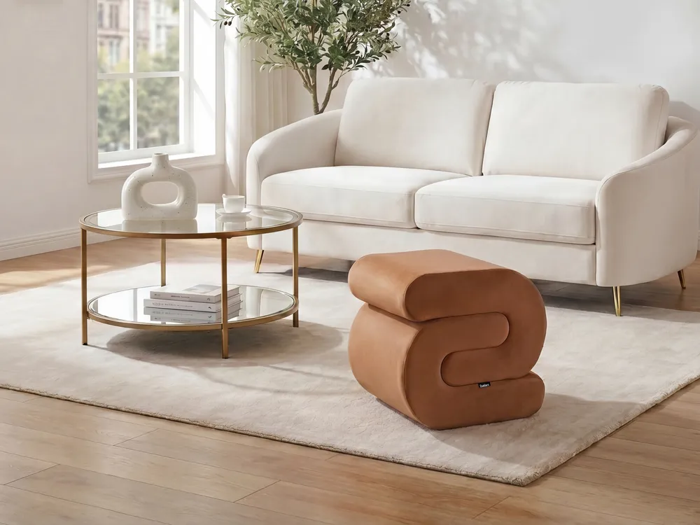 Pouf ARCADIA Samtstoff Goldbraun