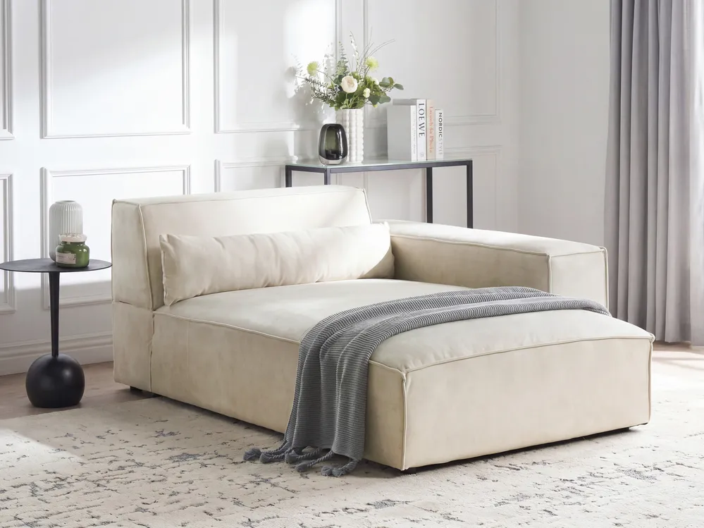 Left-Hand Chaise Longue HELLNAR Velvet Light Beige