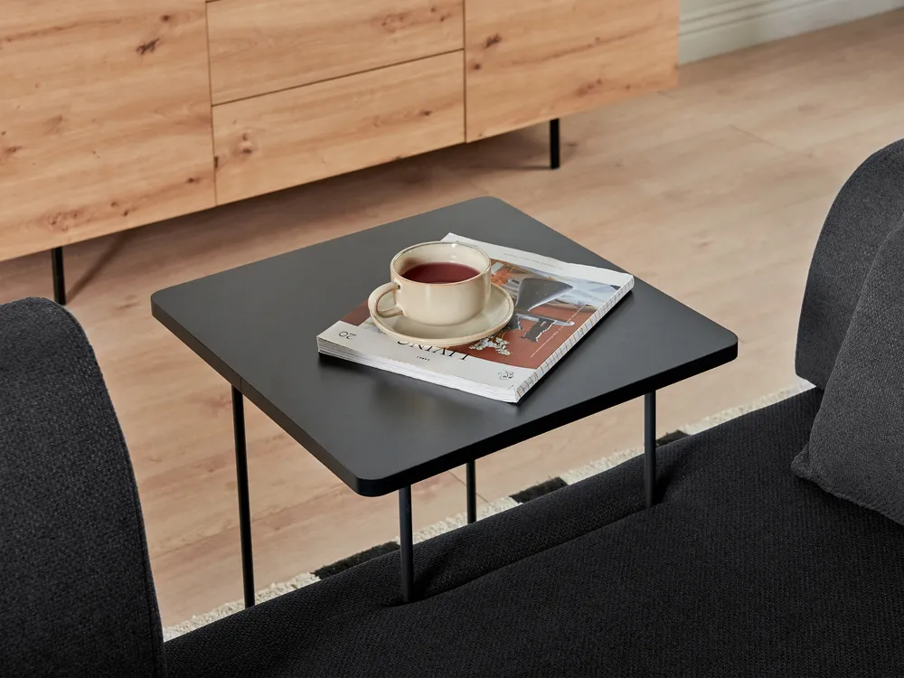 Sofa 3 Seater SOKNA with Tables Fabric Black_952867
