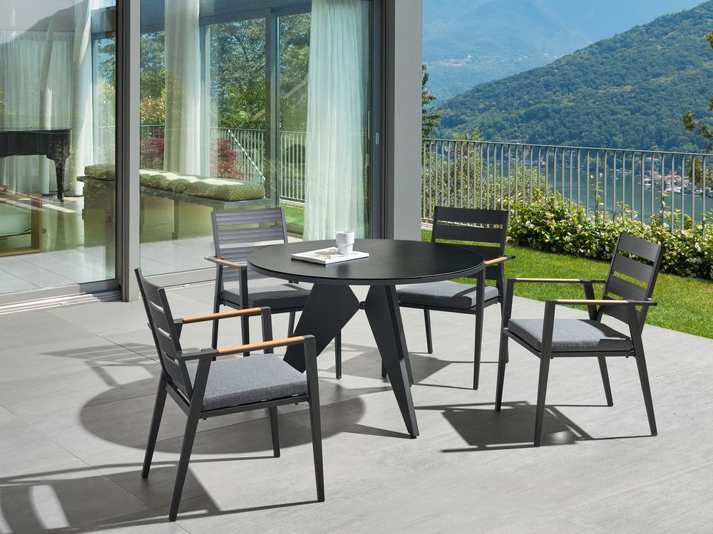 Vrtni stol OLMETTO 83 cm 110 cm Staklo Crni