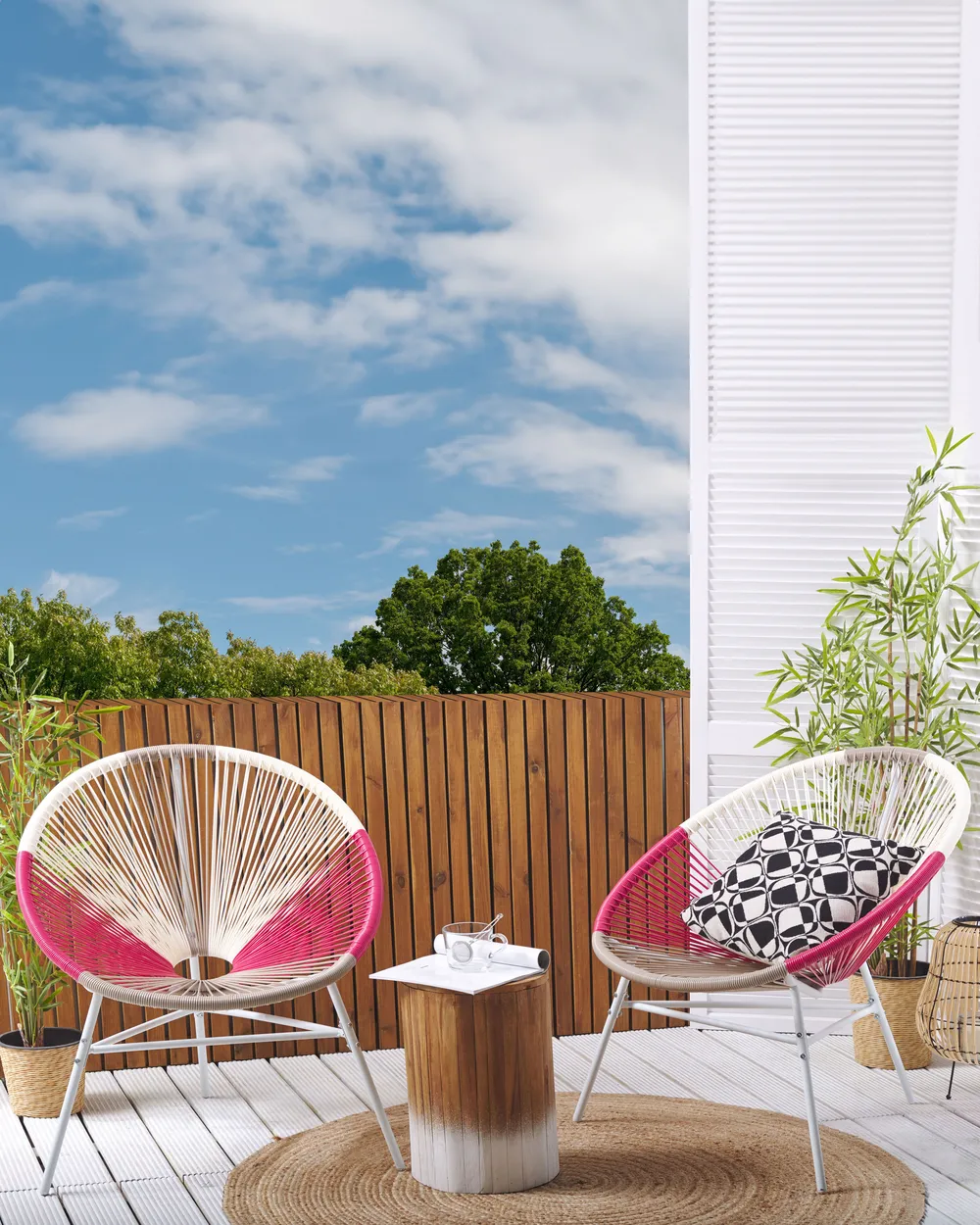 Gartenstuhl 2er Set ACAPULCO Polyrattan Fuchsia