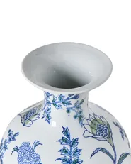 Blumenvase BERGA 36 cm Porzellan Weiß / Blau_1052793
