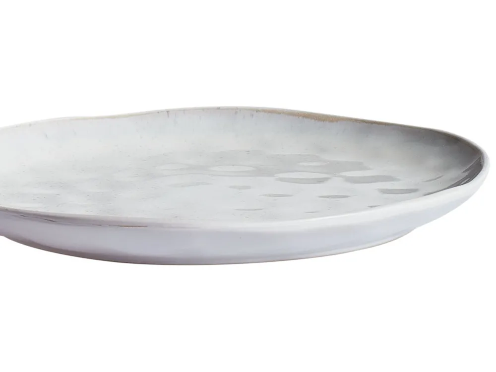 Set of 4 Dinner Plates SESAME Stoneware Light Grey_957371