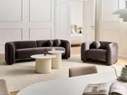Sofa 3-Sitzer LEIREN Samtstoff Dunkelbraun_1028831