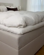Boxspringbett mit Stauraum ESQUIRE Stoff Cremeweiß 180 x 200 cm_1031491