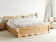 Bed with 4 Drawers OLENDON Pine Wood Light Brown 160 x 200 cm (EU King Size)_954882