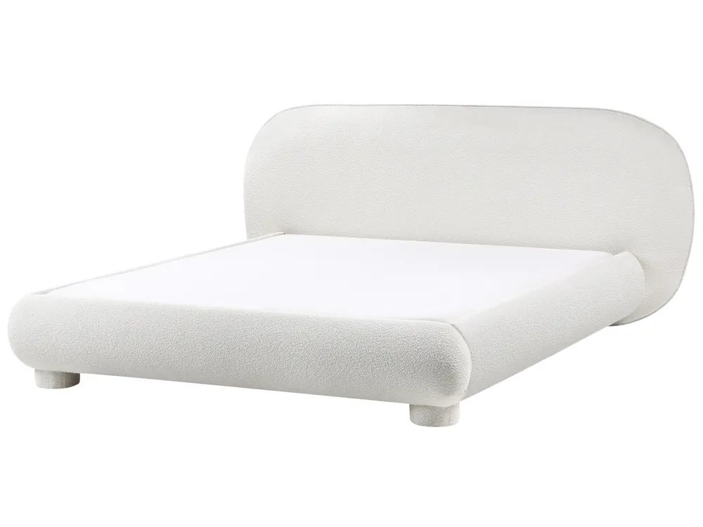 Bett mit Lattenrost Bouclé BAYEL 160 x 200 cm Cremeweiß_1056480