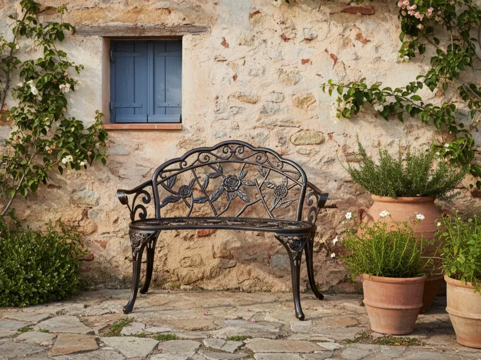Gartenbank PIURA 88 cm Metall Dunkelbraun