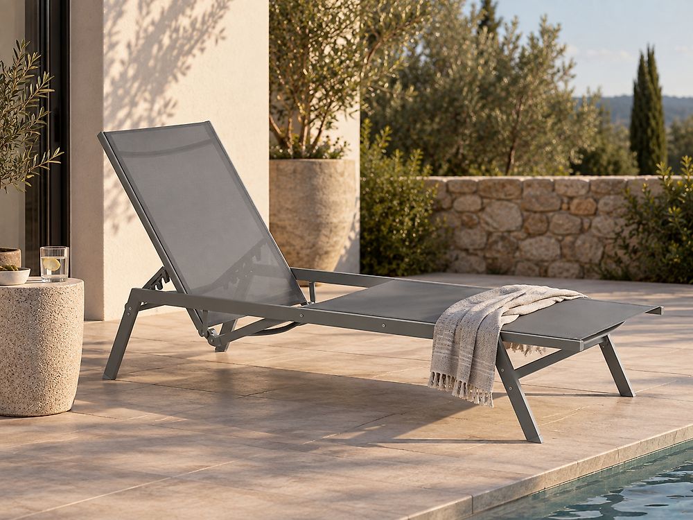 Sonnenliege VERNAZZA mit Relaxfunktion Metall Grau