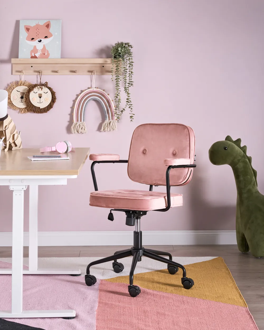 Schreibtischstuhl PAWNEE Samtstoff Rosa