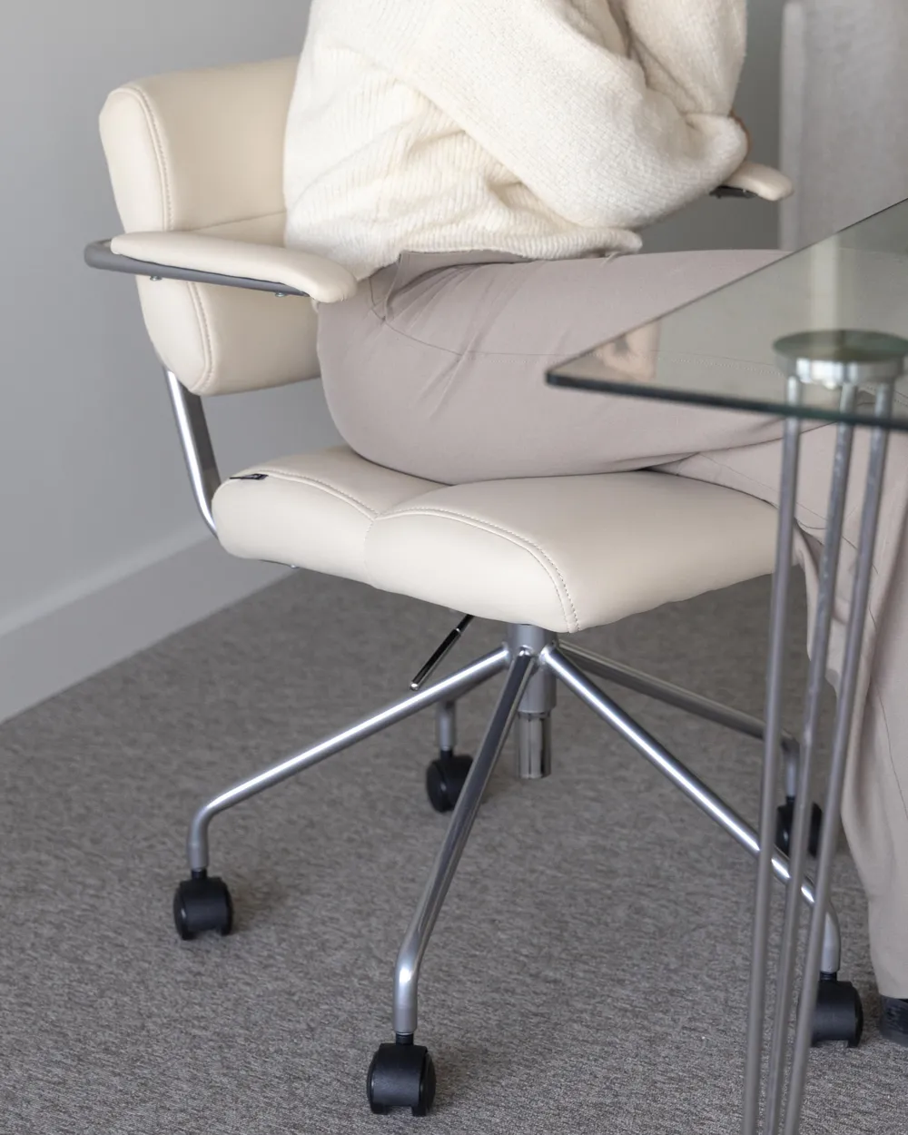 Desk Chair CANDOR Faux Leather Off-White_1039258