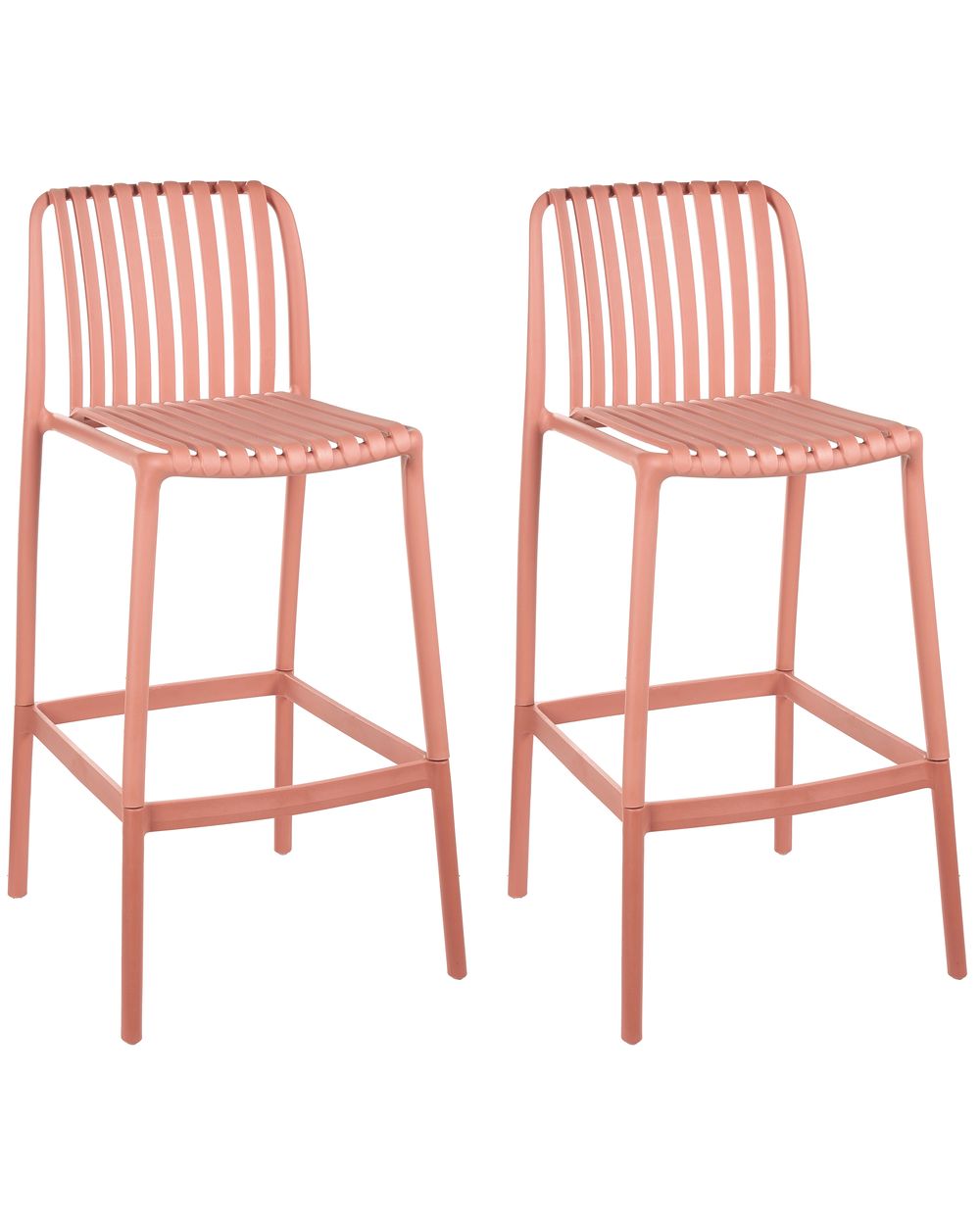 Set of 2 Bar Chairs ARICCIA 2 in 1 Synthetic Material Light Red