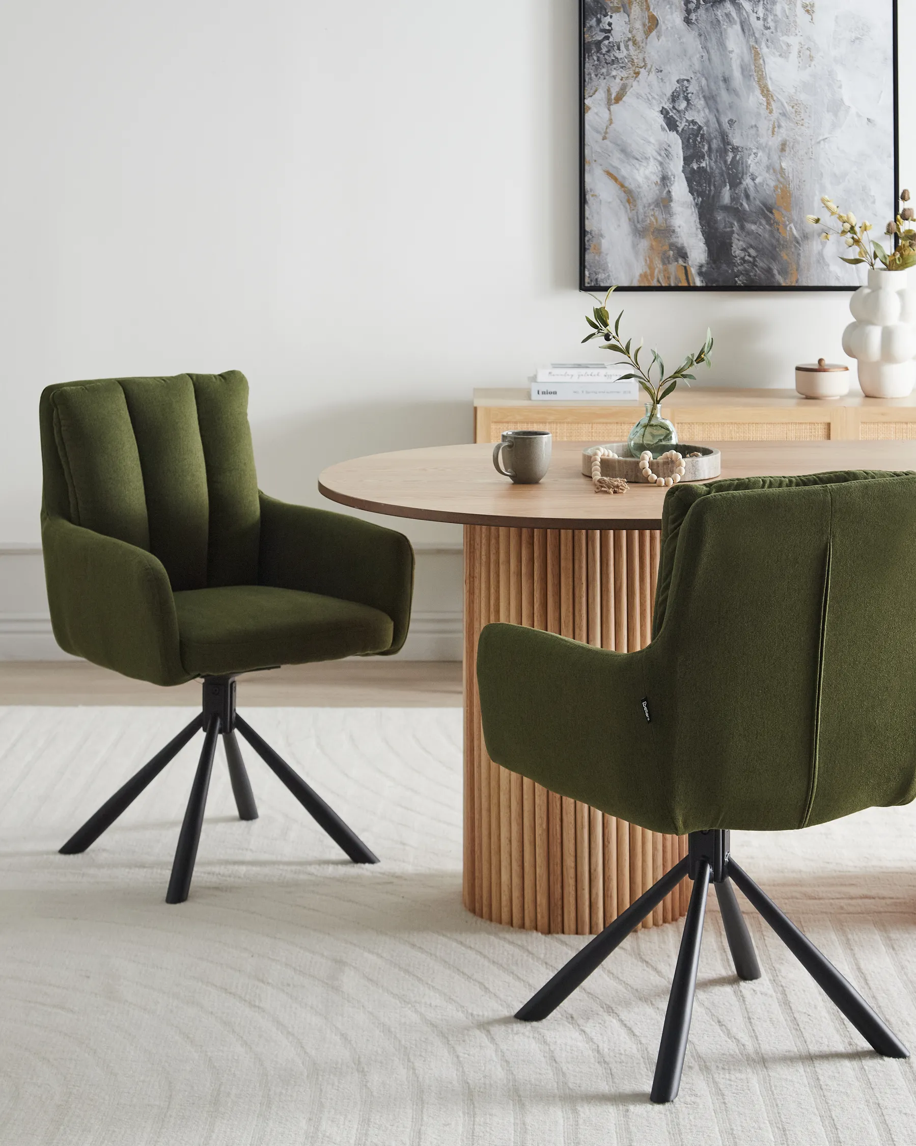 Set of 2 Dining Chairs Swivel SARDOAL Fabric Dark Green_945695