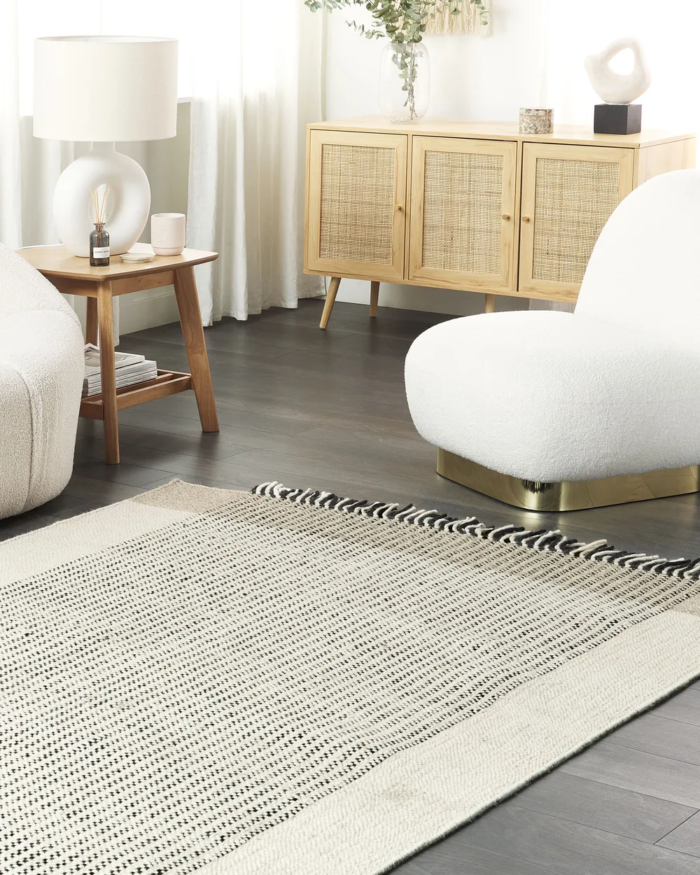 Teppich DIVARLI Beige 140 x 200 cm Wolle