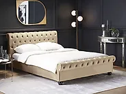 Bed Velvet AVALLON 180 x 200 cm (EU Super King) Beige_1182771