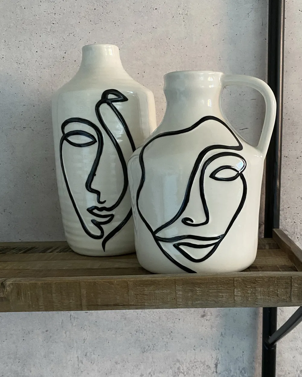 Blumenvase AENUS 22 cm Steinzeug Weiß_925847