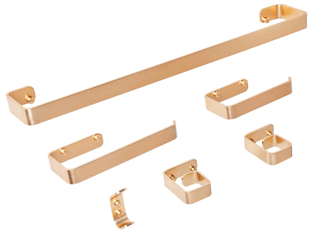 Badezimmerhalter Set 6-teilig ZORRITOS mit Handtuchstangen und -haken Metall Gold_989411
