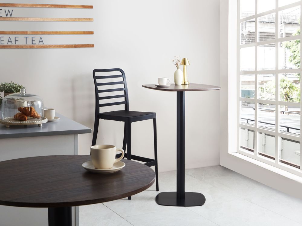 Bar stol MORELLA crna/tamno smeđa 60 cm 60 cm