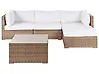 Garden Corner Sofa with Table 4 Seater SANO Modular PE Rattan Natural Left Hand