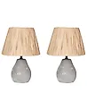Tischlampe 2er Set ARWADITO Keramik Grau