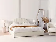 Bett mit Stauraum CHADENET Bouclé Cremeweiß 180 x 200 cm_1183968