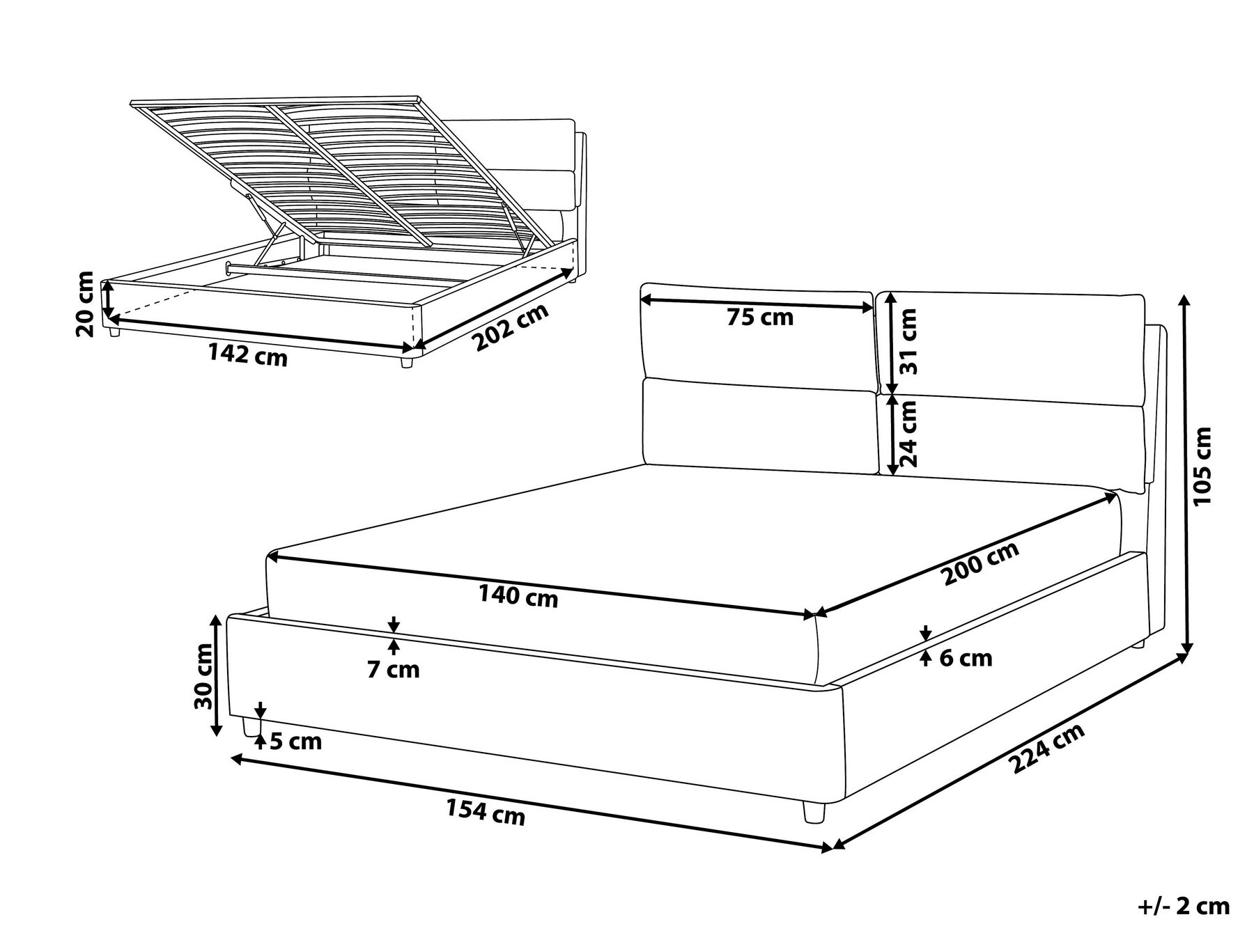 Postelja s prostorom za shranjevanje BATILLY Žamet Svetlo bež 140 x 200 cm_830100