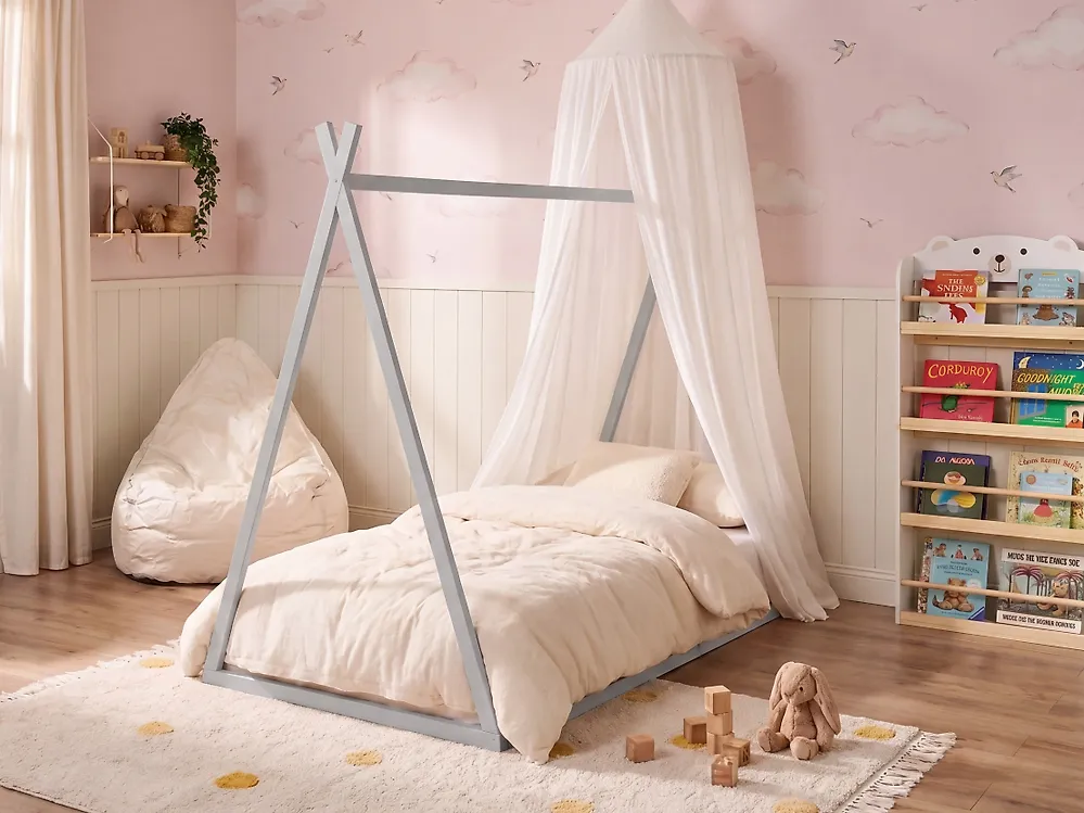 Kinderbett Tipi Kiefernholz SAURAT 90 x 200 cm Grau_1178855