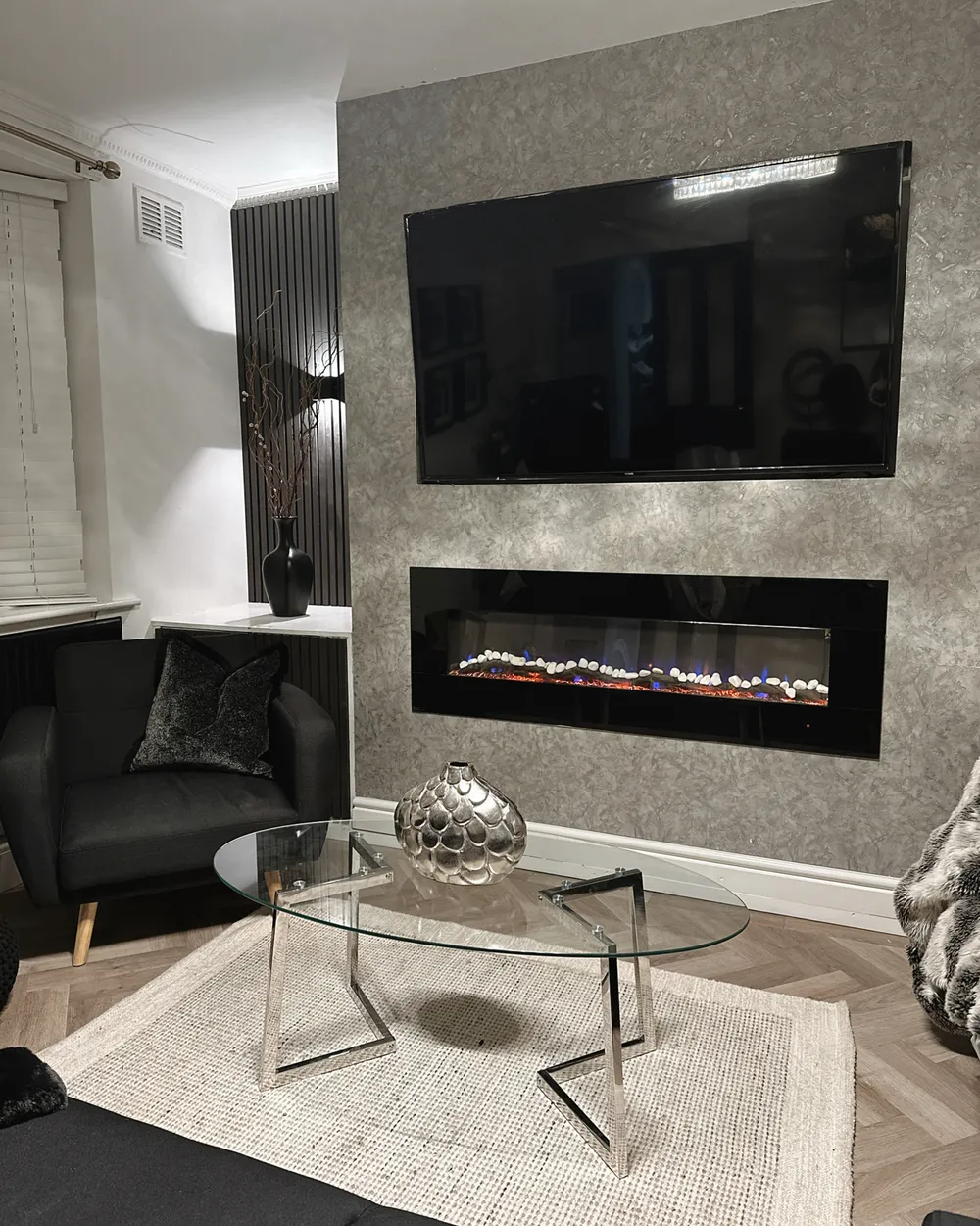 Couchtisch FRESNO Glas Silber