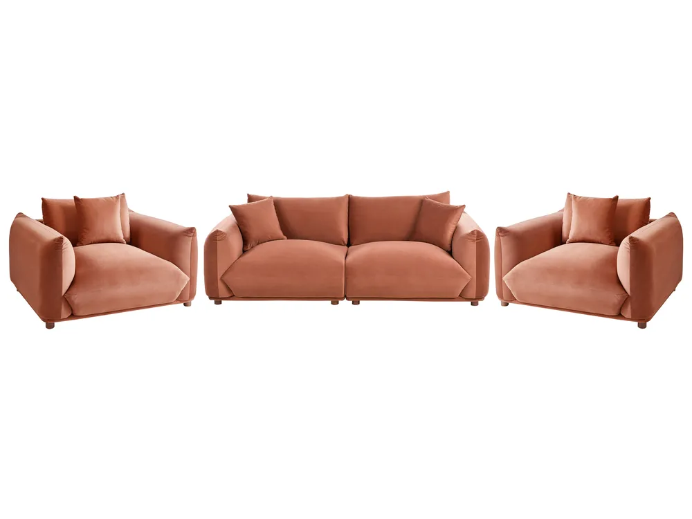 Sofa Set 5-Sitzer LUVOS Samtstoff Goldbraun