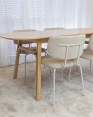 Esszimmerstuhl 2er Set IRINS Chenillegewebe Hellbeige_977816