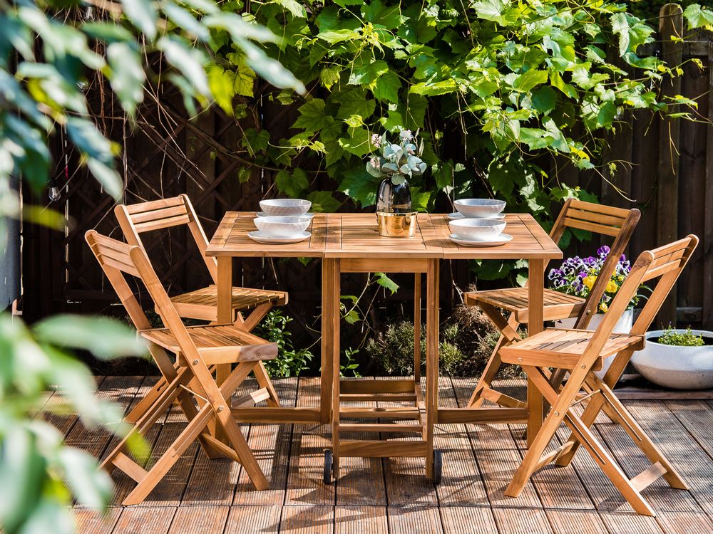 Garden Dining Set 4 Seater FRASSINE Acacia Wood Brown