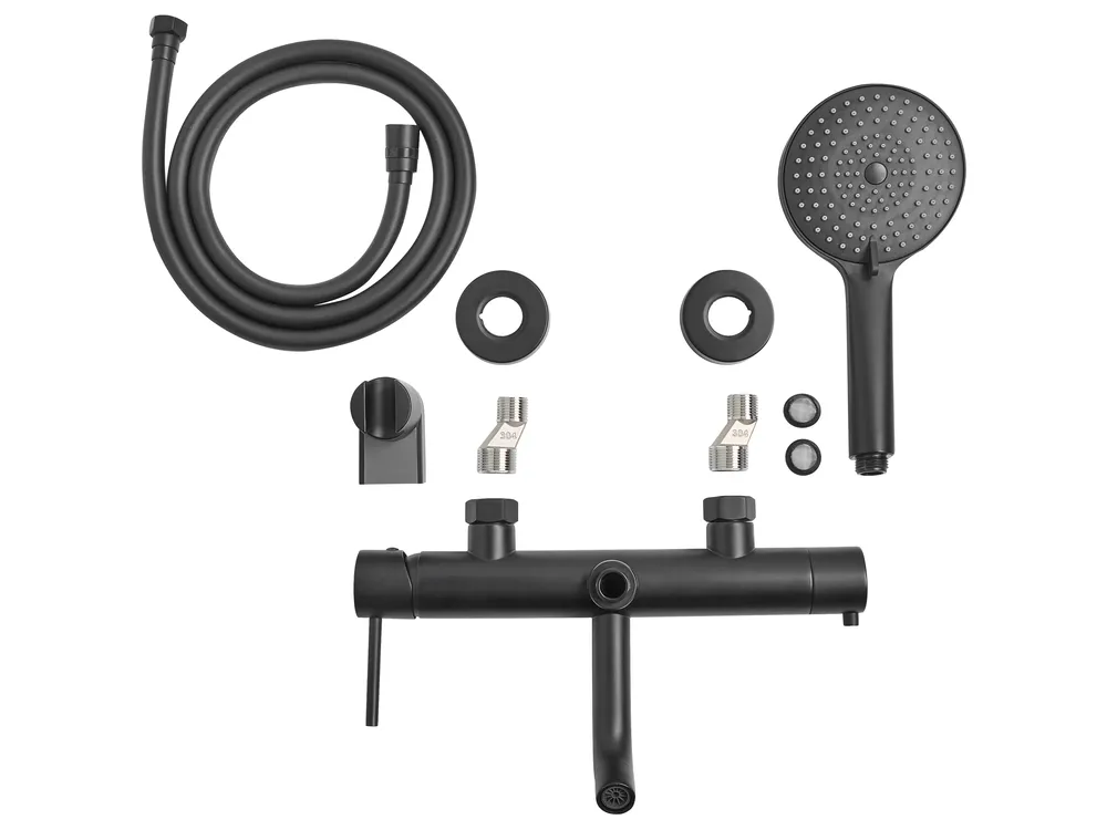 Wandmontierte Bad-Dusch-Mischbatterie MELIQUINA Schwarz_995982