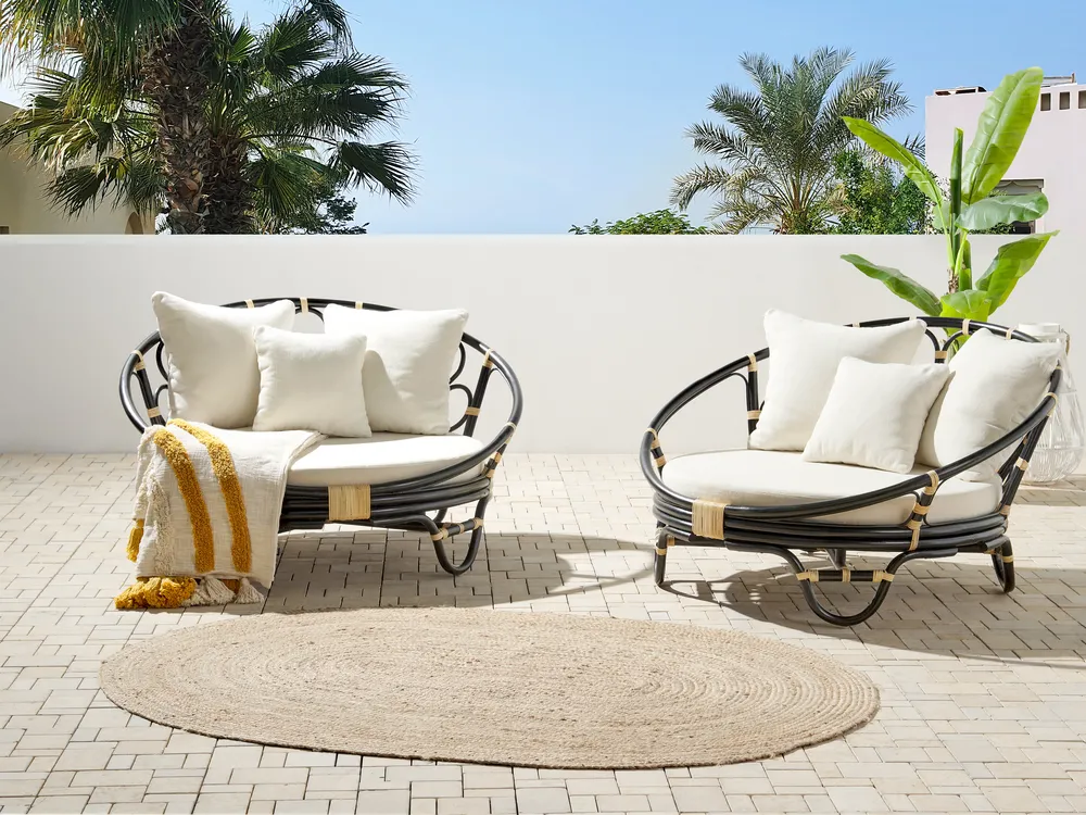 Sonneninsel 2er Set ROSSANO Rattan Schwarz