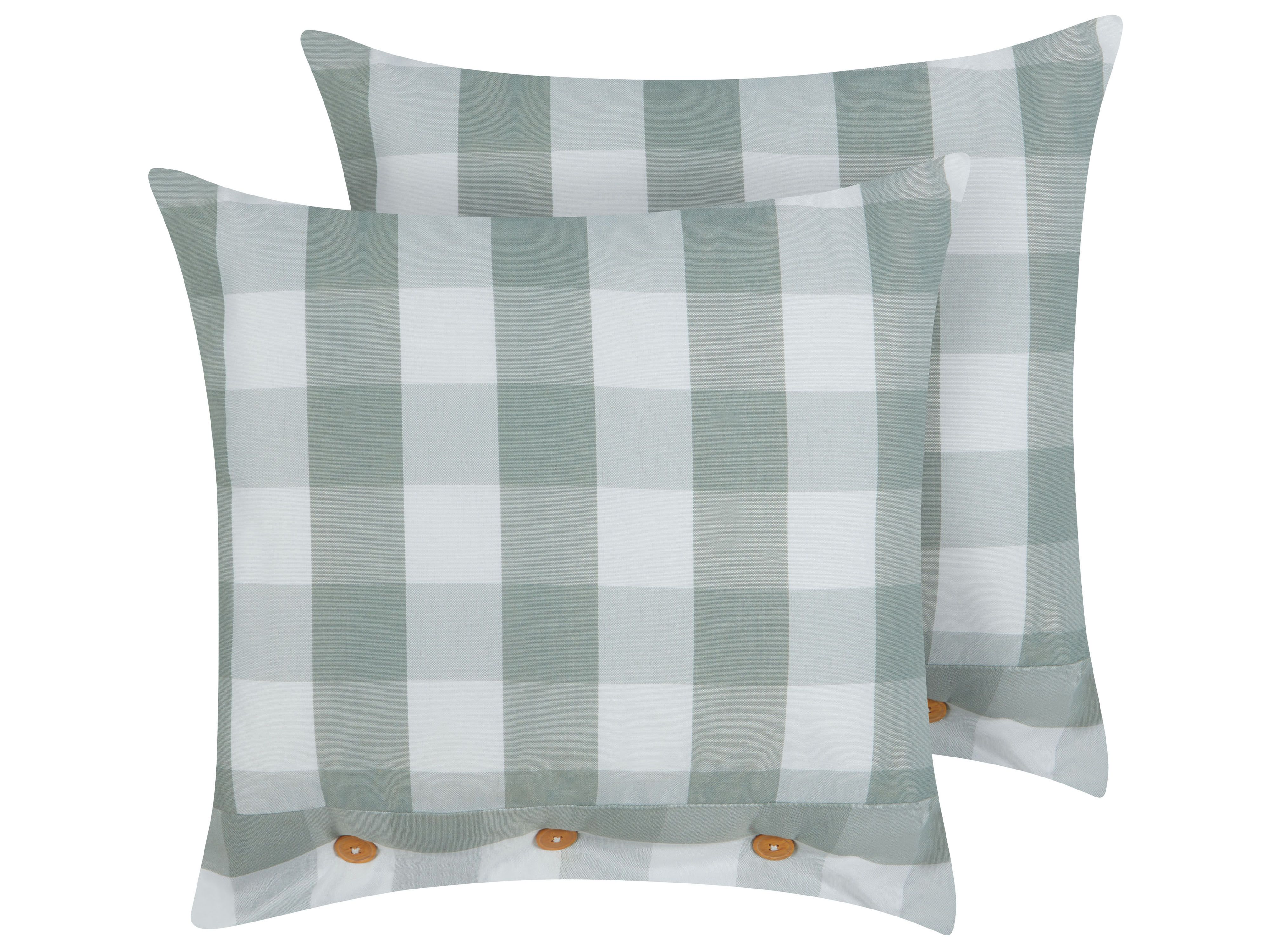 Dekokissen 2er Set TAMNINE 45 x 45 cm Mintgrün Kariertes Muster_1183086