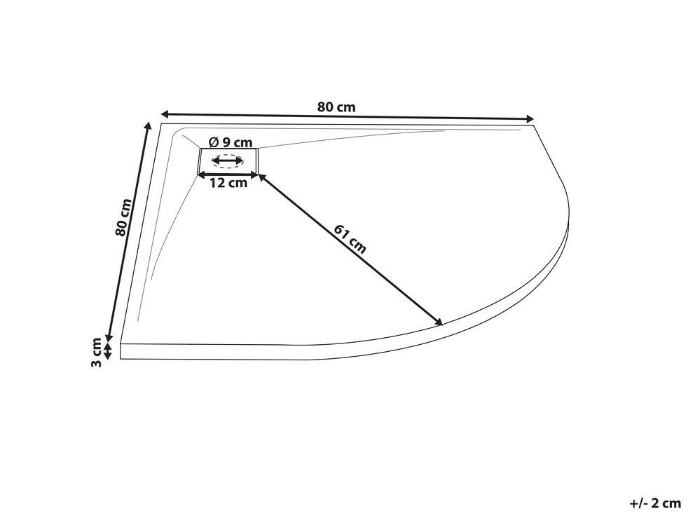 Duschwanne PARON 80 x 80 x 3 cm Schwarz_968649