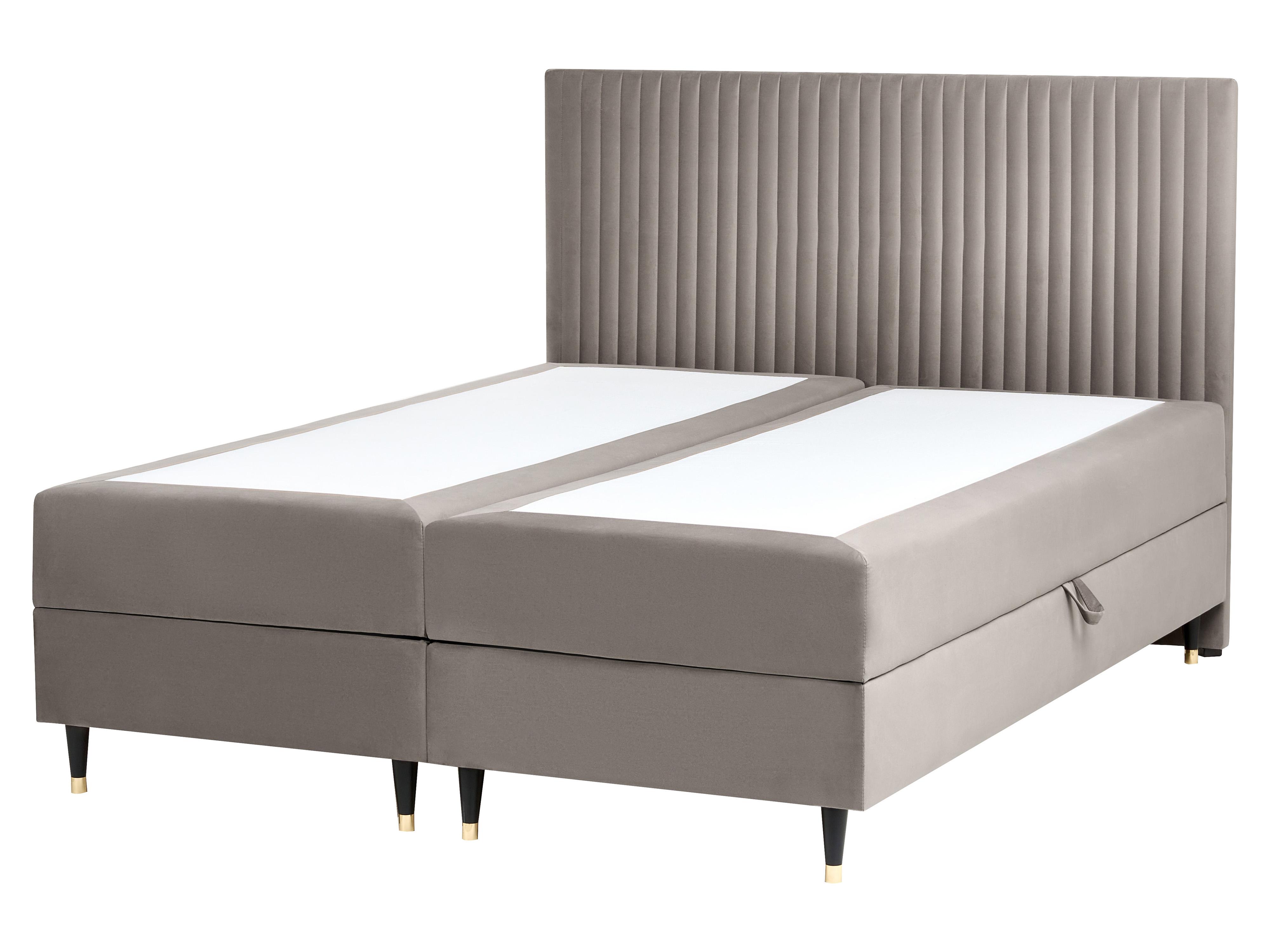 Kontinentalni krevet s prostorom za pohranu DAME Samet Sivo-bež 160 x 200 cm_1004854