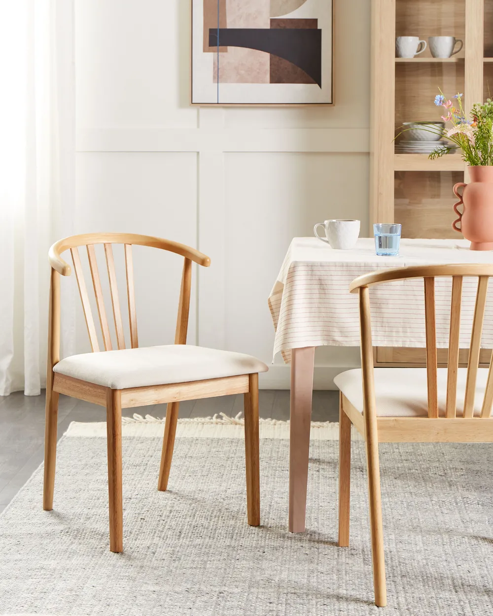 Esszimmerstuhl 2er Set CRAIG Holz Hellbraun / Beige