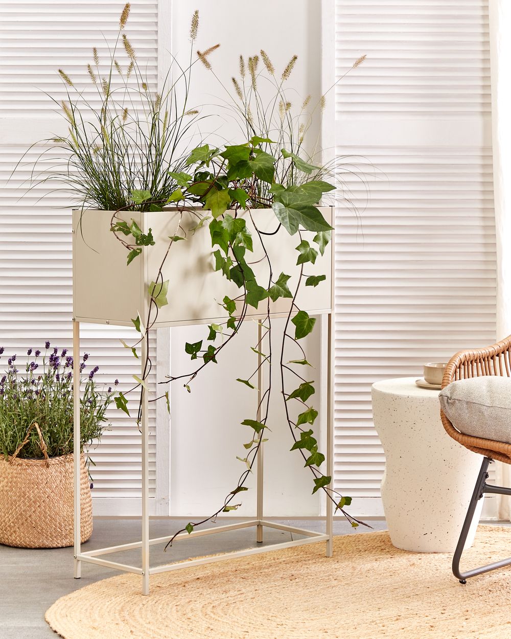 Blumentopf mit Beinen TAPIEN 70 cm Metall Beige