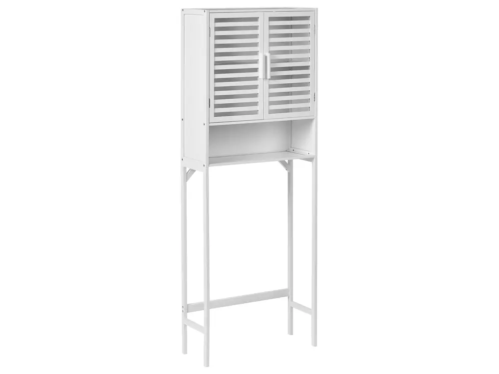 Badezimmerschrank OKARCHE Bambusholz 63 cm Weiß