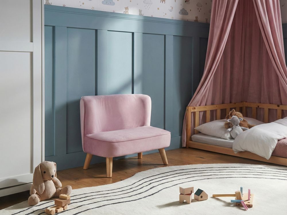 Dječja sofa RISBY Samet Ružičasta