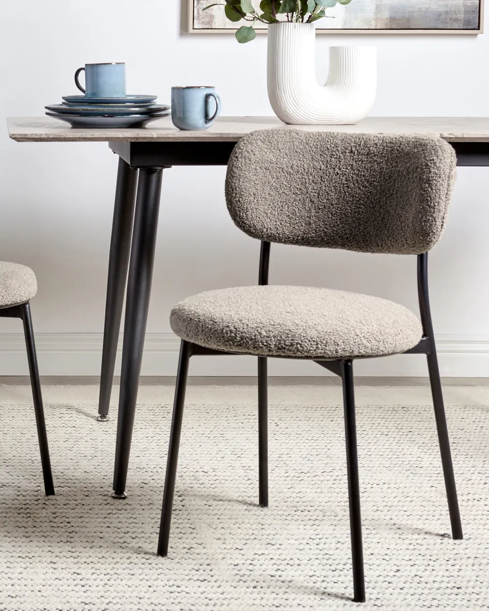 Esszimmerstuhl 2er Set CASEY Bouclé Taupe