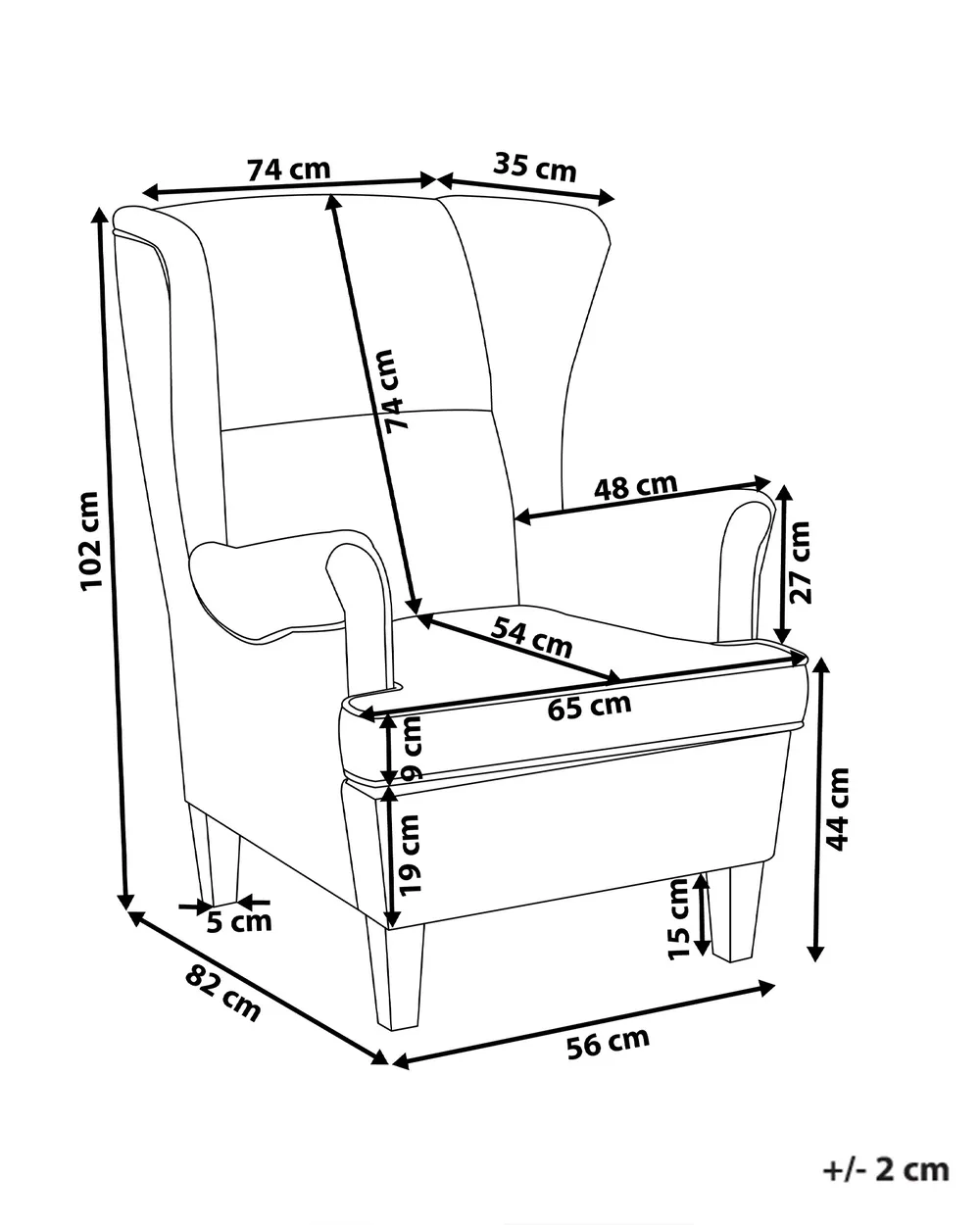Ohrensessel ABSON Stoff Grau_747441