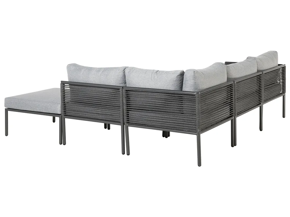 Garten Ecksofa mit Tisch 6-Sitzer FORANO Metall Grau_811013