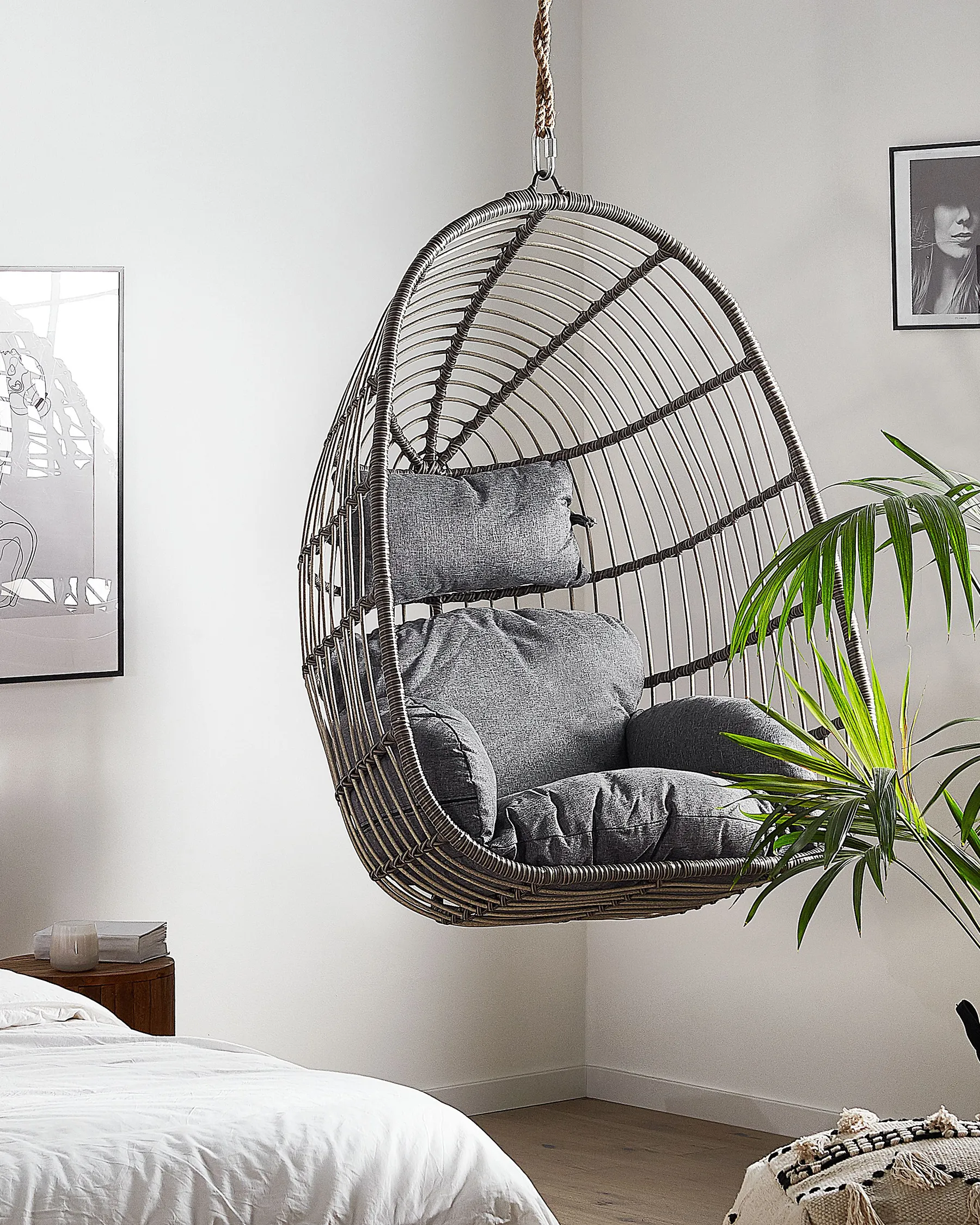 Hängesessel CASOLI Polyrattan Grau_765015